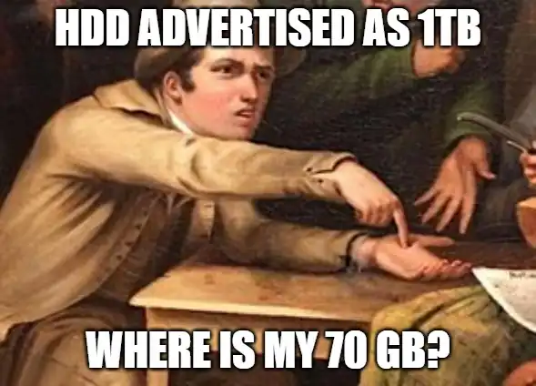 Screenshot of 1 kilobyte is precisely 1000 bytes