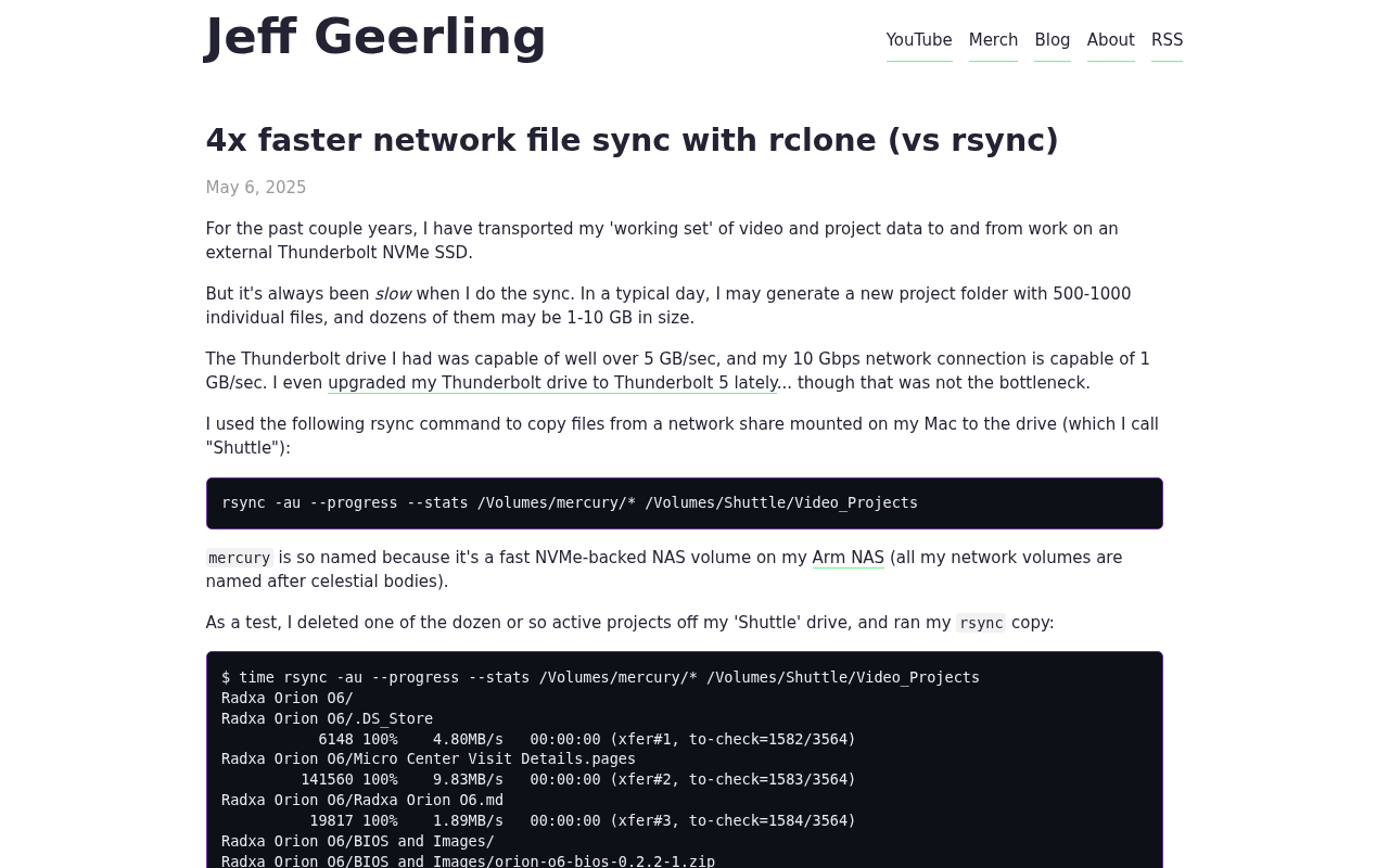 Screenshot of 4x faster network file sync with rclone (vs rsync)