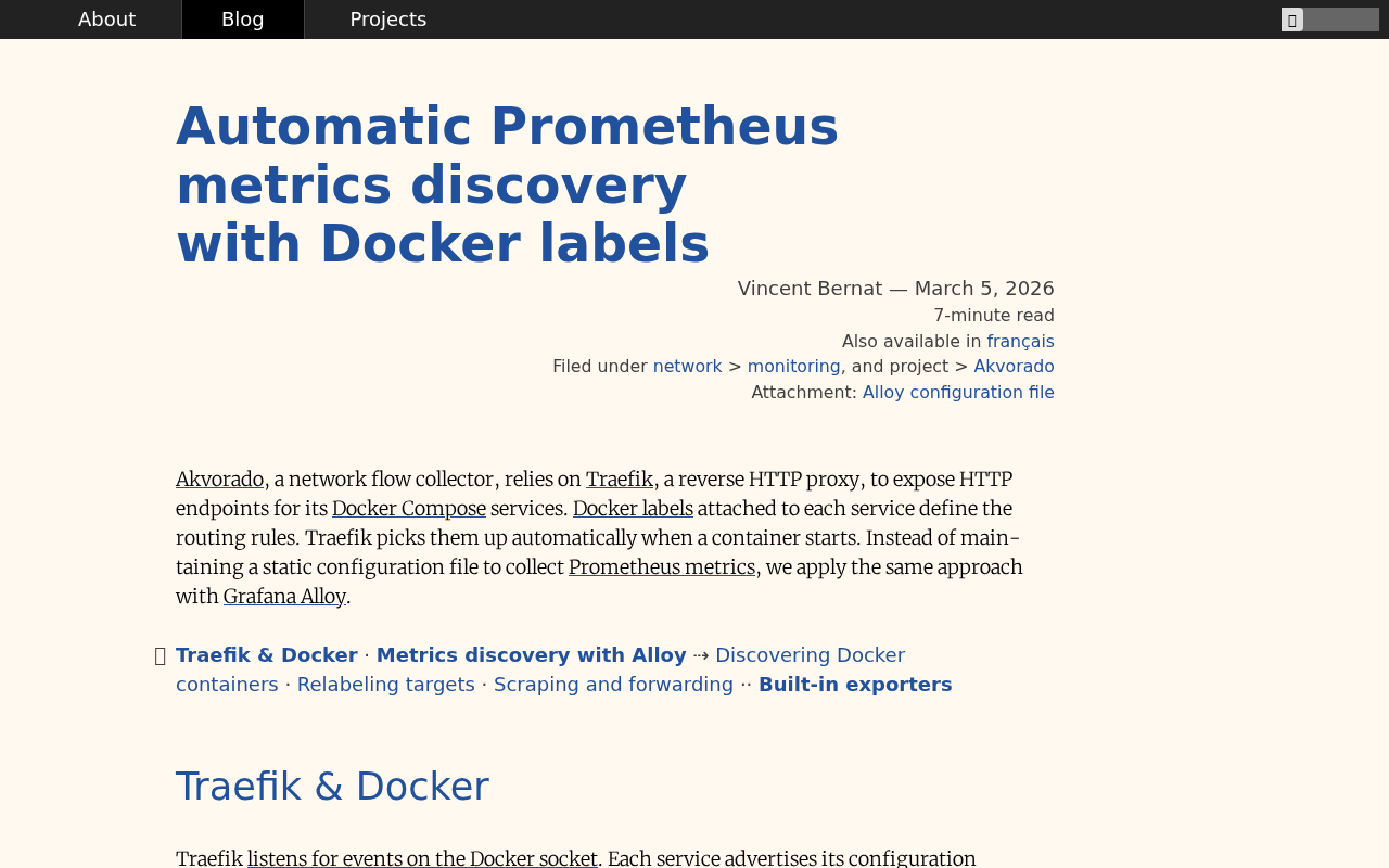 Screenshot of Automatic Prometheus metrics discovery with Docker labels
