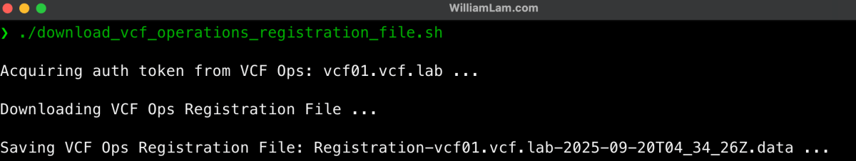 Screenshot of Automating VCF 9.0 Operations License Registration & Import for Air-Gapped Environments