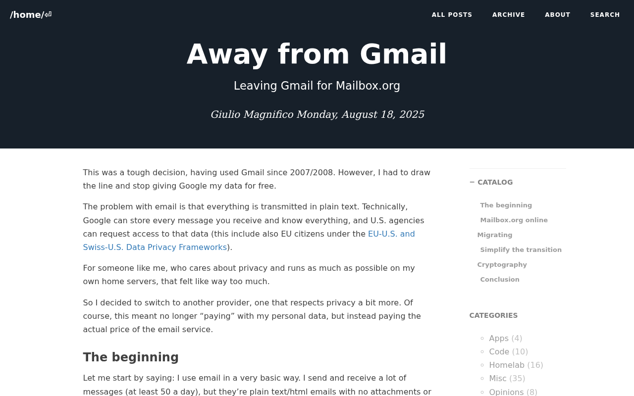 Screenshot of Away from Gmail | etcetera