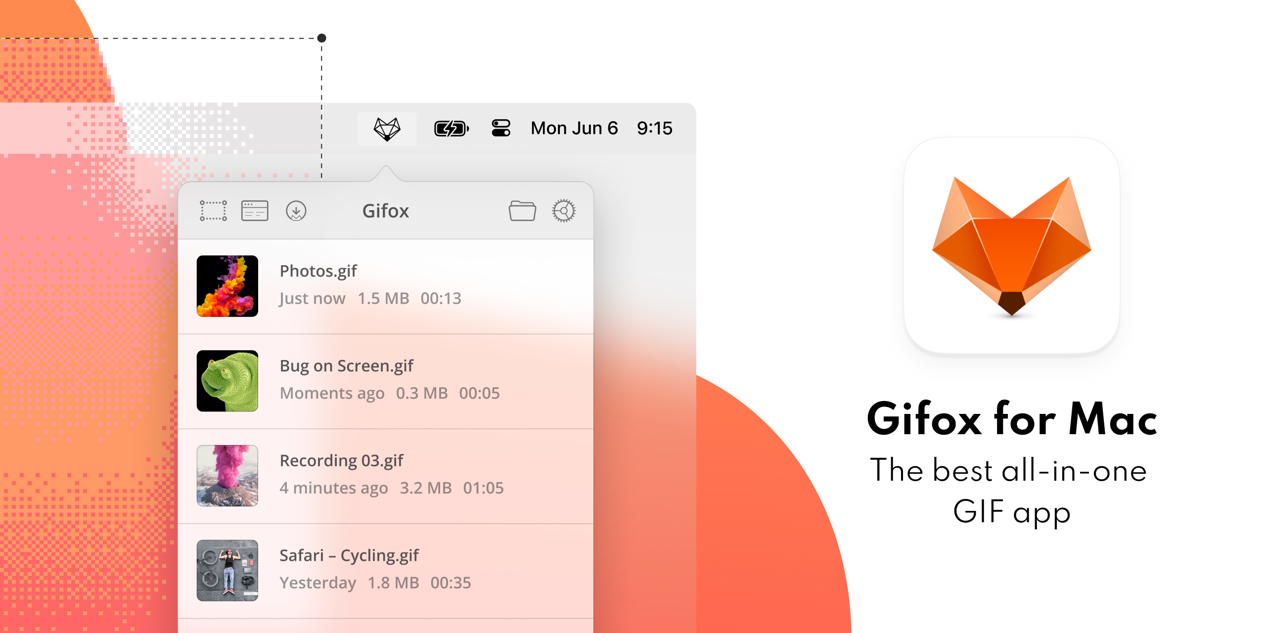 Screenshot of Best GIF maker, recorder, converter, editor app – Gifox for Mac 🦊