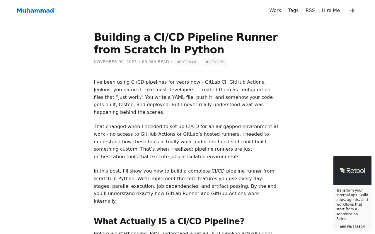 Screenshot of  Building a CI/CD Pipeline Runner from Scratch in Python | Muhammad 