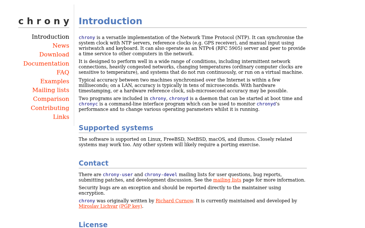 Screenshot of chrony – Introduction