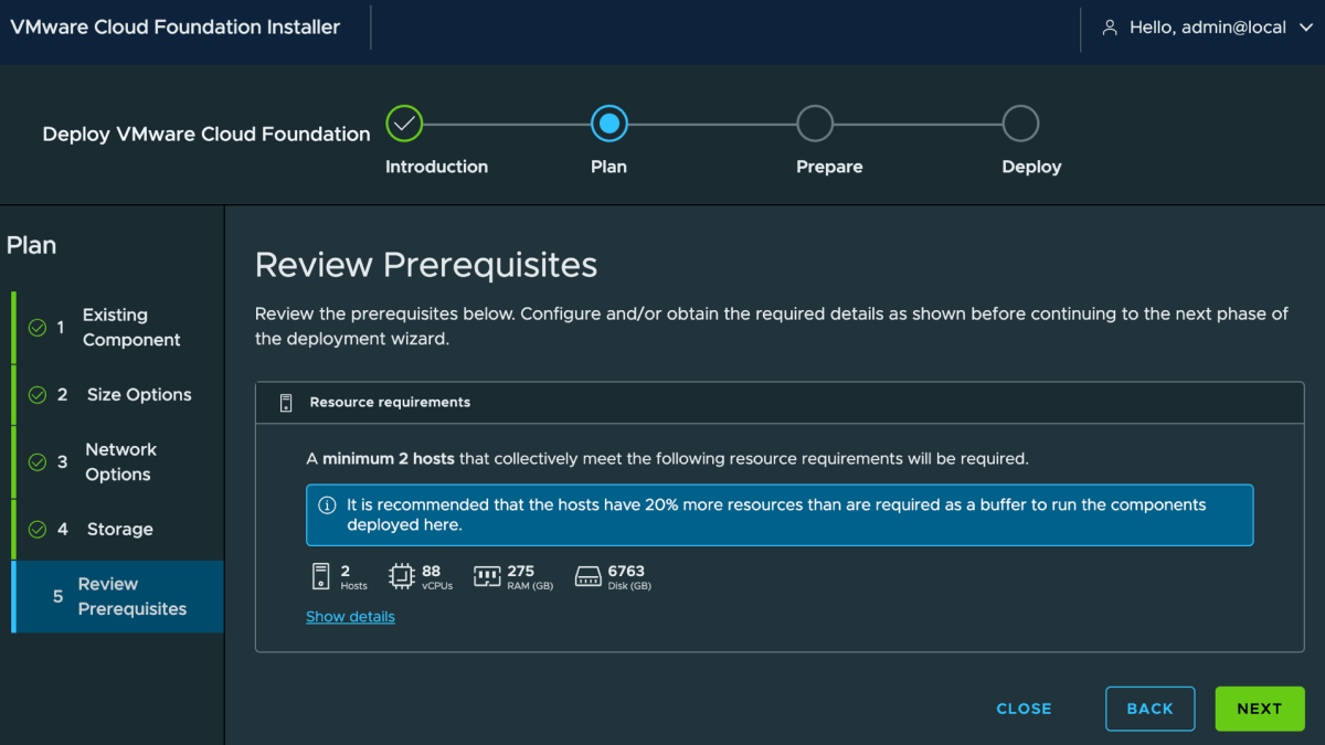 Screenshot of Clarifying Minimum Required ESX Hosts for VCF Deployments
