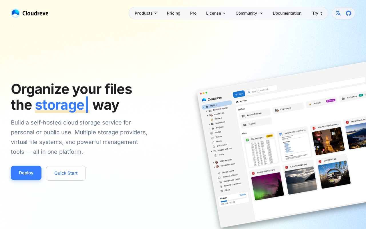 Screenshot of Cloudreve - 部署公私兼备的网盘系统