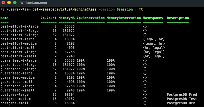 Screenshot of Creating Custom Virtual Machine Classes using vSphere API