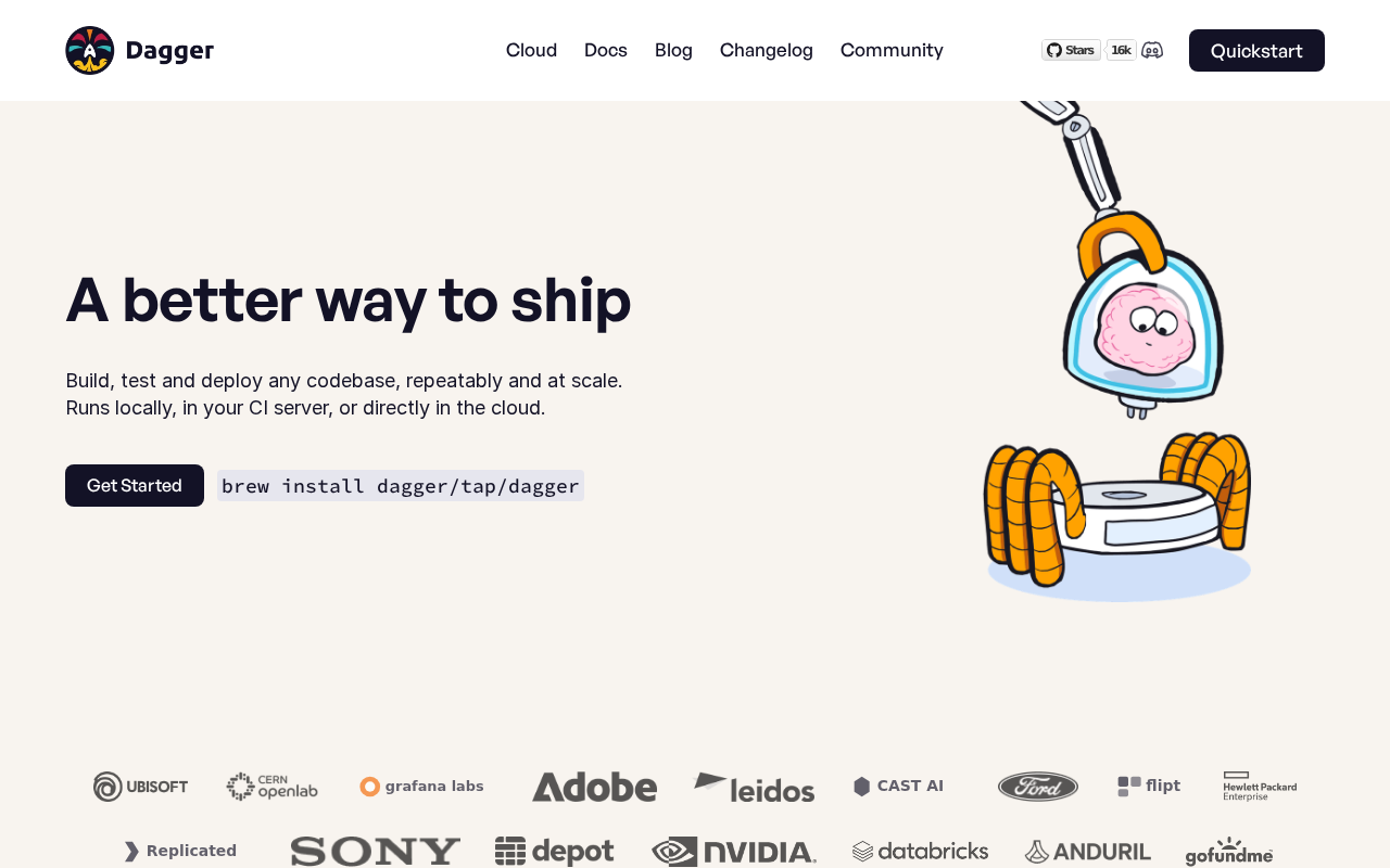 Screenshot of Dagger.io
