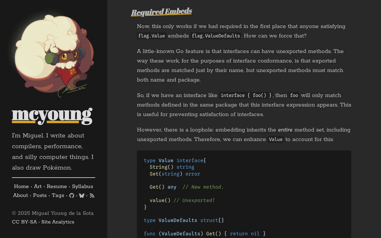 Screenshot of Default Methods in Go · mcyoung