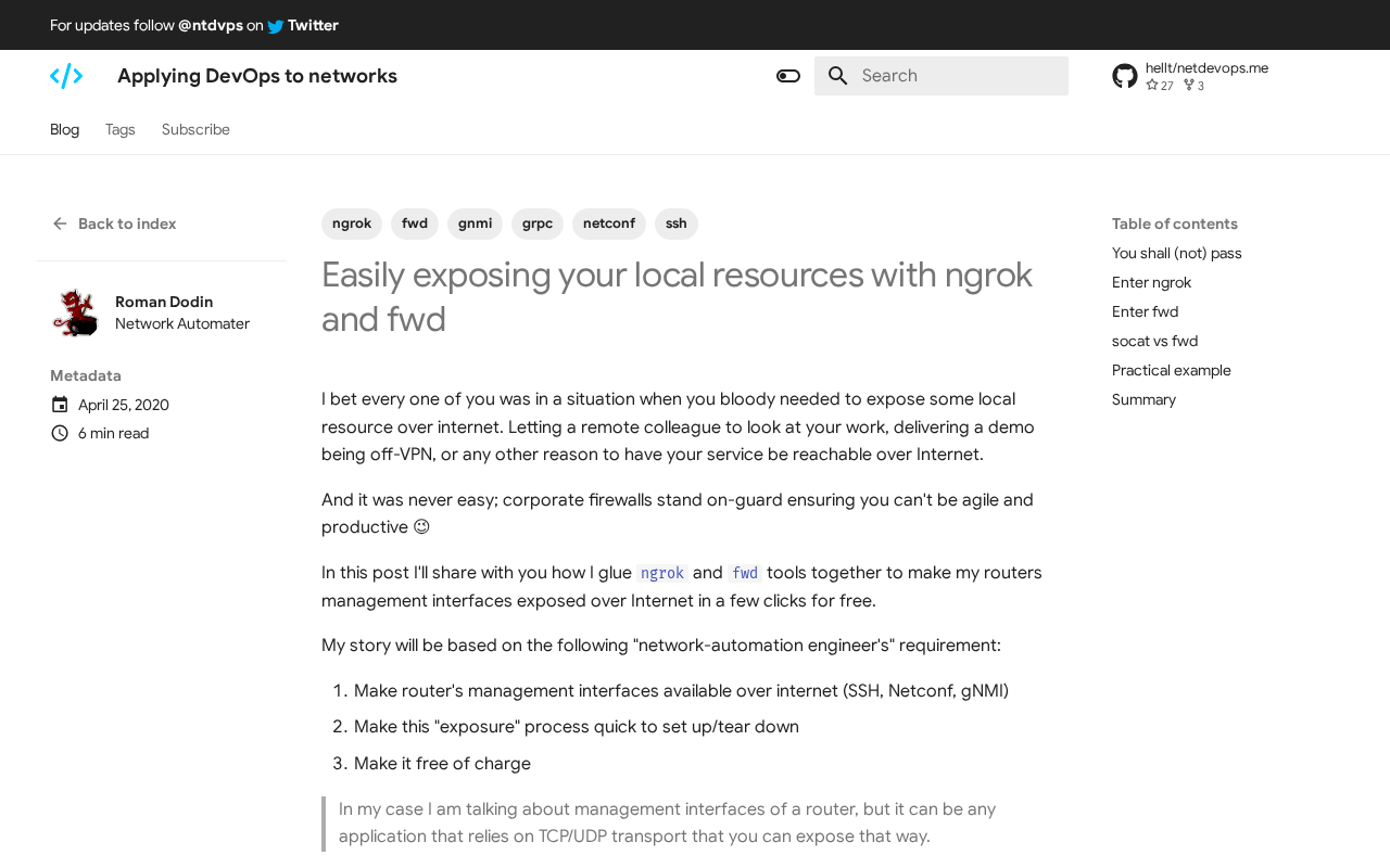 Screenshot of Easily exposing your local resources with ngrok and fwd - Applying DevOps to networks