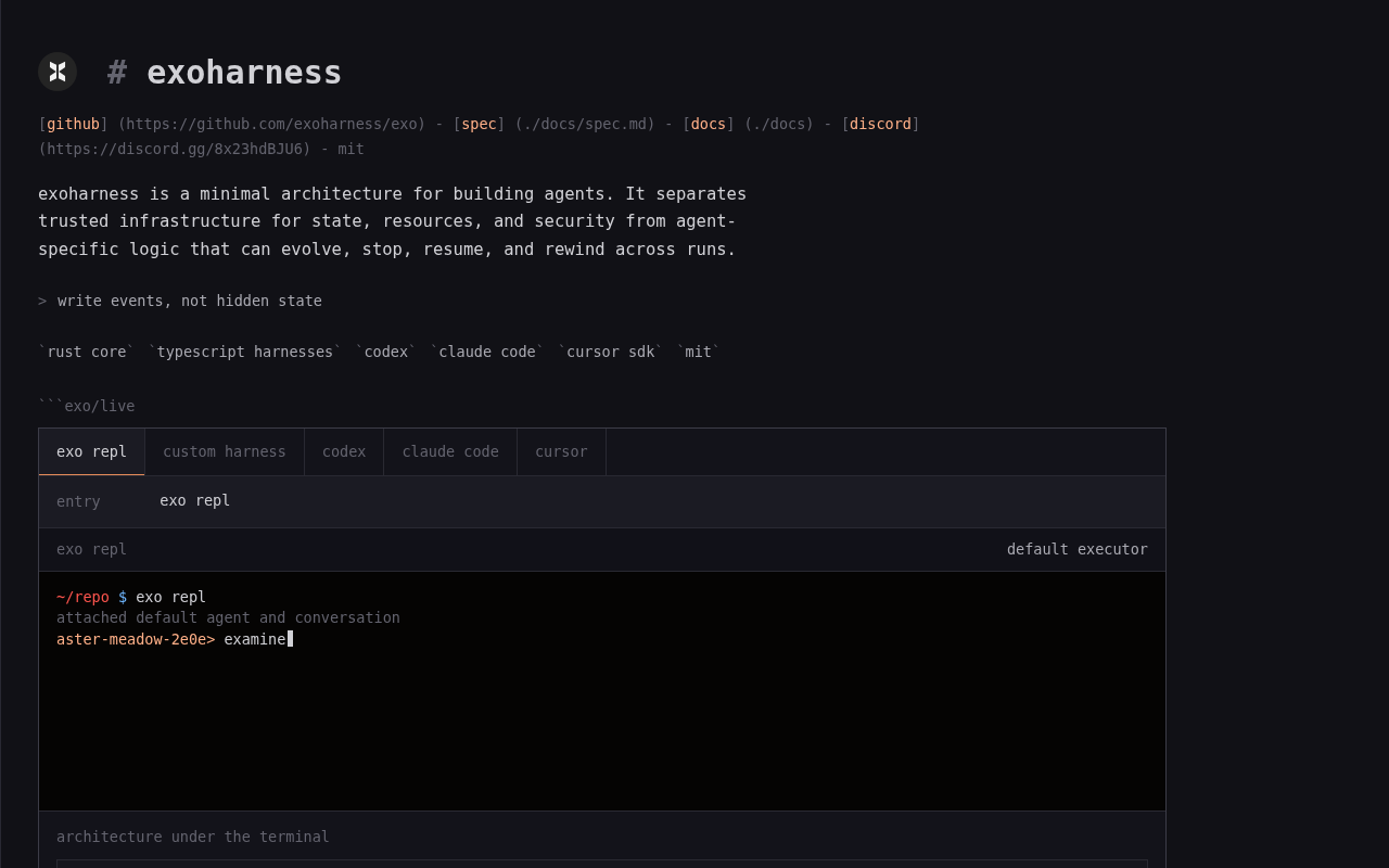 Screenshot of exoharness