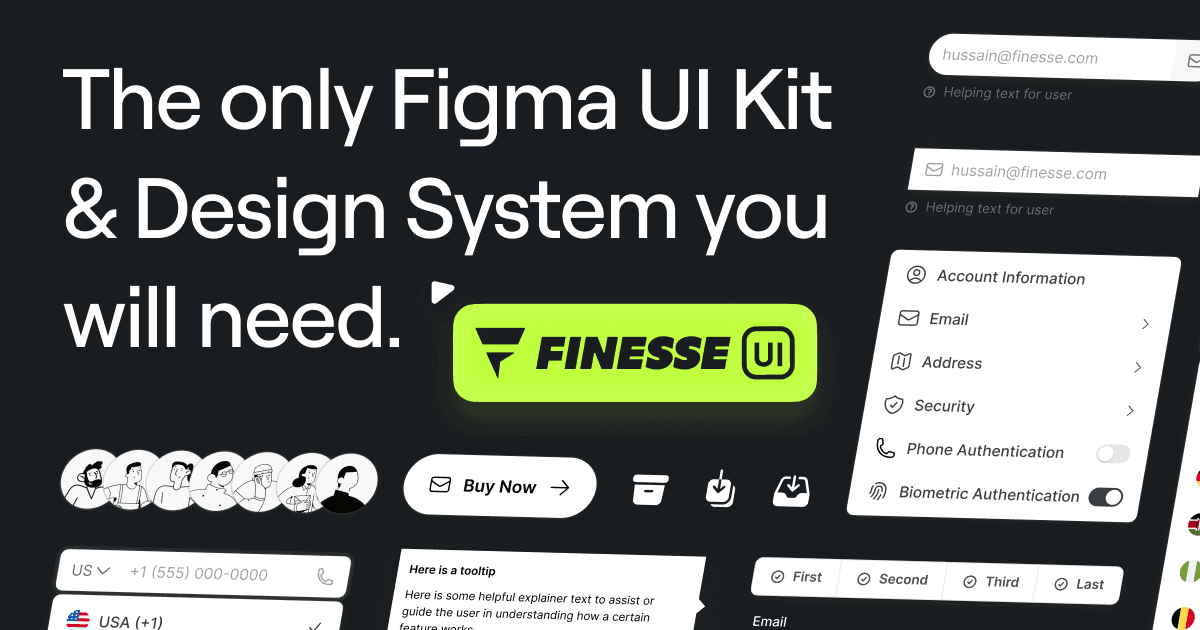 Screenshot of Finesse UI — The only Figma UI Kit you will need
