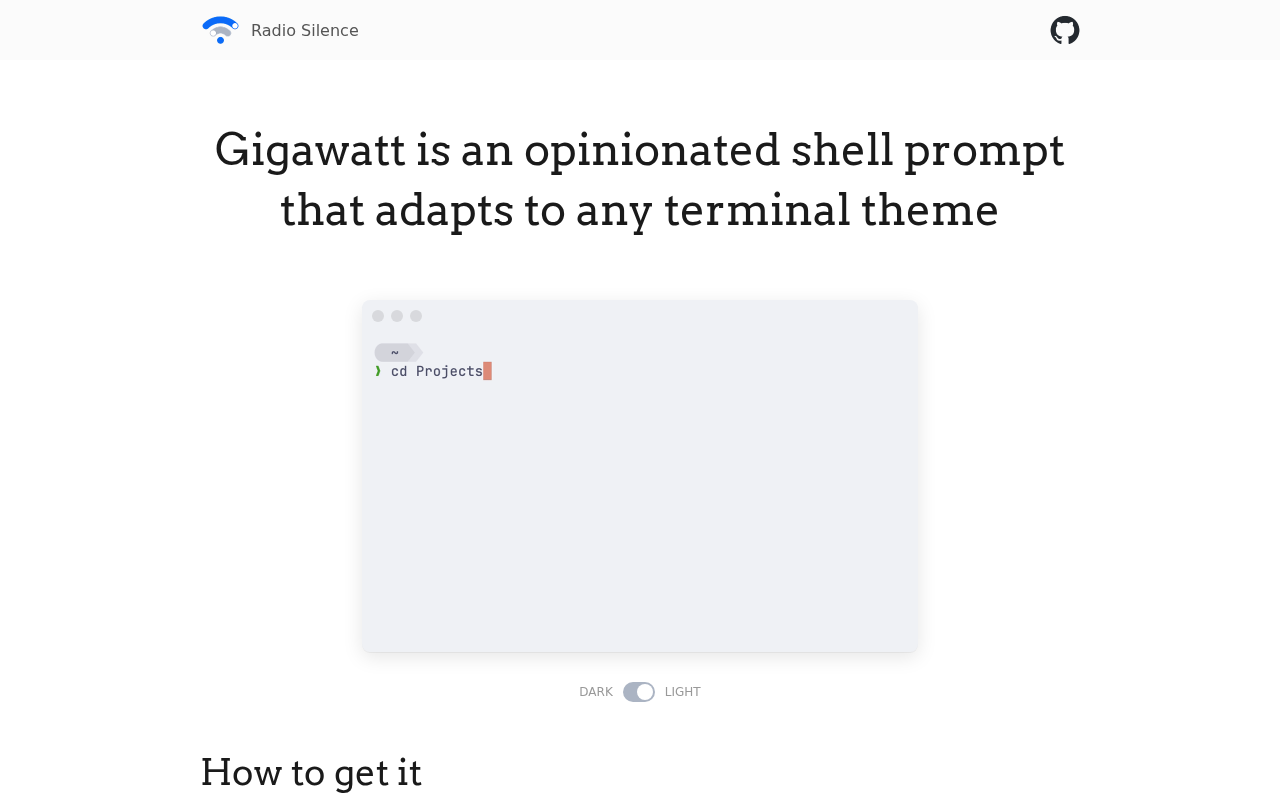 Screenshot of Gigawatt shell prompt