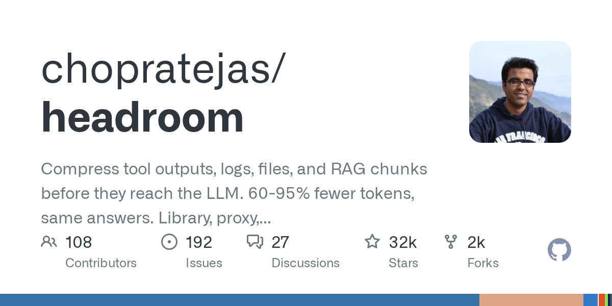 Screenshot of GitHub - chopratejas/headroom