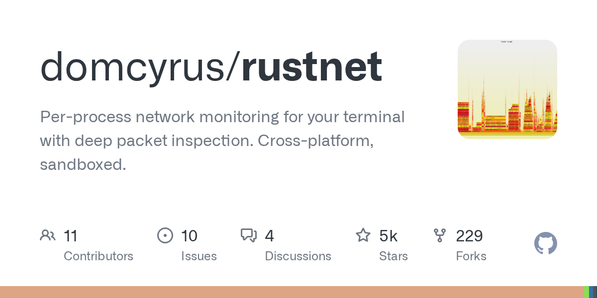 Screenshot of GitHub - domcyrus/rustnet