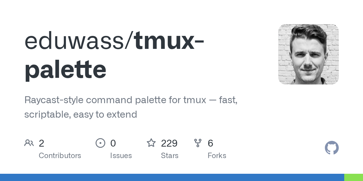 Screenshot of GitHub - eduwass/tmux-palette