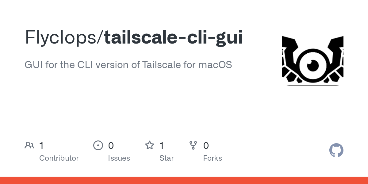 Screenshot of GitHub - Flyclops/tailscale-cli-gui: GUI for the CLI version of Tailscale for macOS