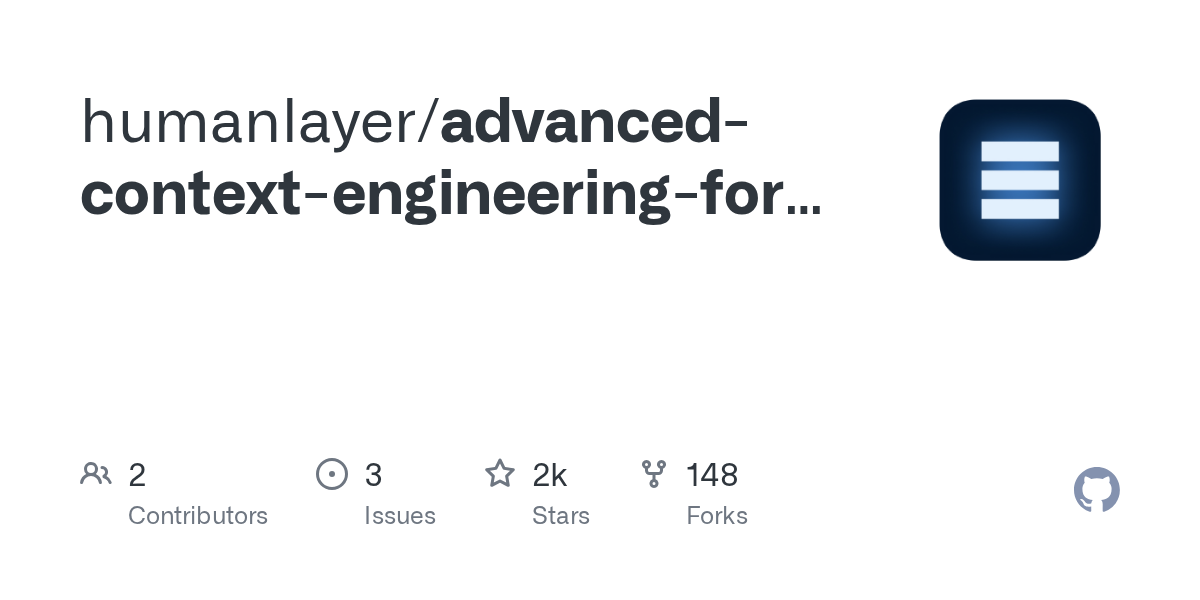 Screenshot of GitHub - humanlayer/advanced-context-engineering-for-coding-agents