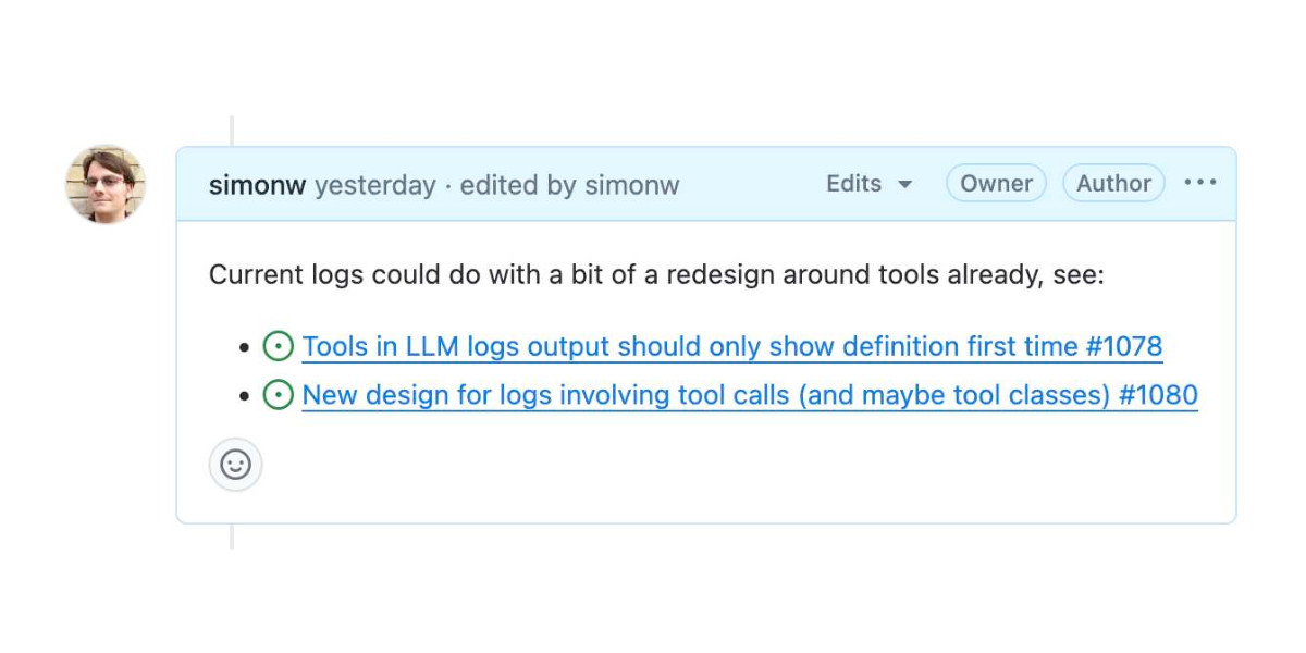 Screenshot of GitHub issues for notes