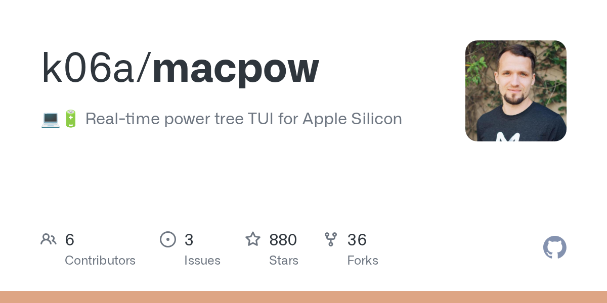 Screenshot of GitHub - k06a/macpow