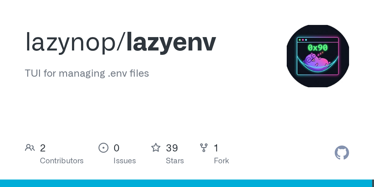 Screenshot of GitHub - lazynop/lazyenv: TUI for managing .env files