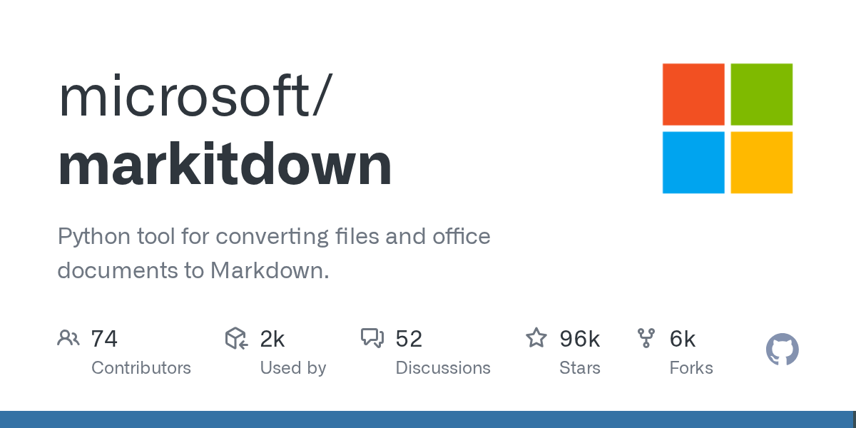 Screenshot of GitHub - microsoft/markitdown