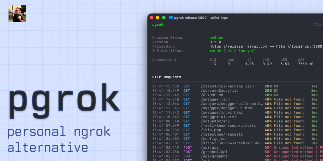 Screenshot of GitHub - R44VC0RP/pgrok: Personal ngrok alternative. Expose local ports to the internet with automatic HTTPS via SSH tunnels + Caddy.