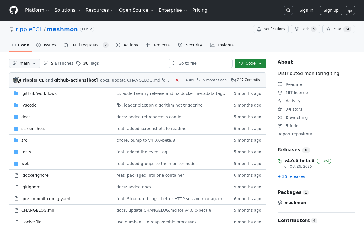 Screenshot of GitHub - rippleFCL/meshmon: Distributed monitoring ting