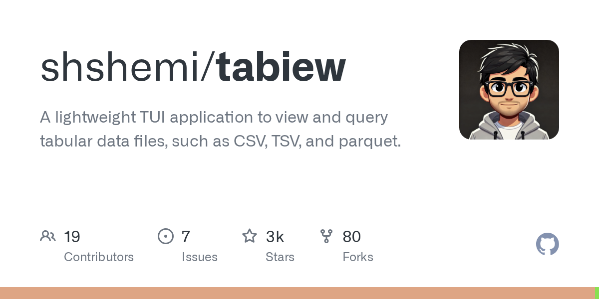 Screenshot of GitHub - shshemi/tabiew: