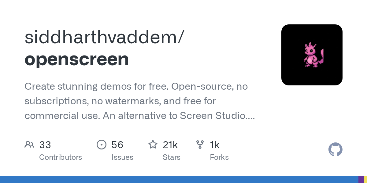 Screenshot of GitHub - siddharthvaddem/openscreen: An alternative to Screen Studio.
