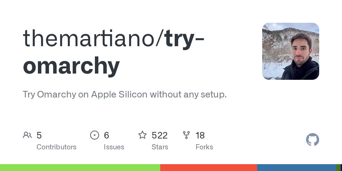Screenshot of GitHub - themartiano/try-omarchy