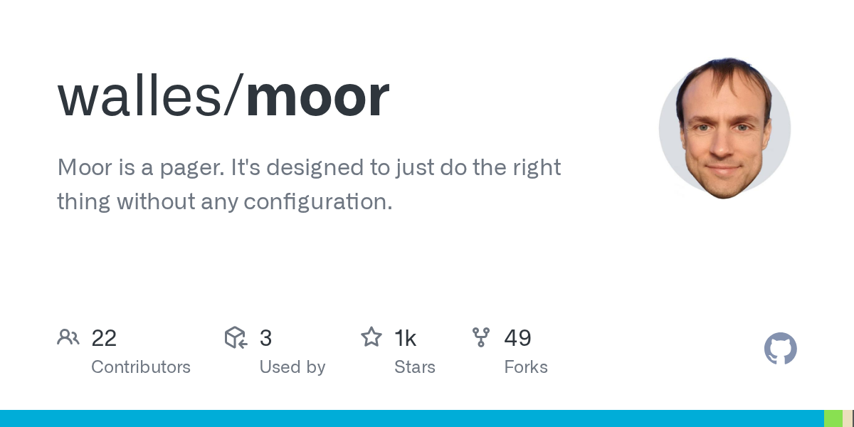 Screenshot of GitHub - walles/moor: Moor is a pager. It's designed to just do the right thing without any configuration.