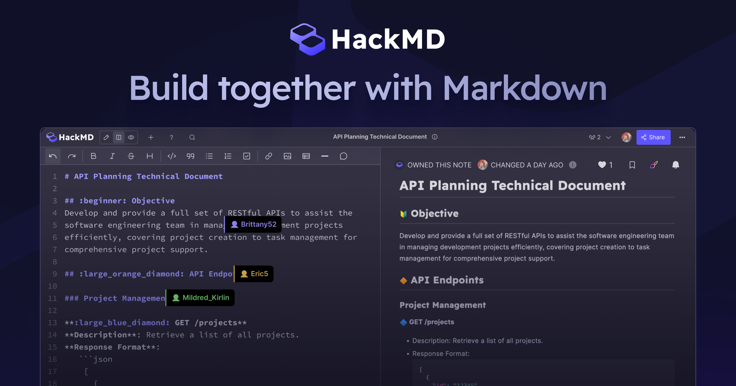 Screenshot of HackMD: Your Collaborative Markdown Workspace for Knowledge Sharing