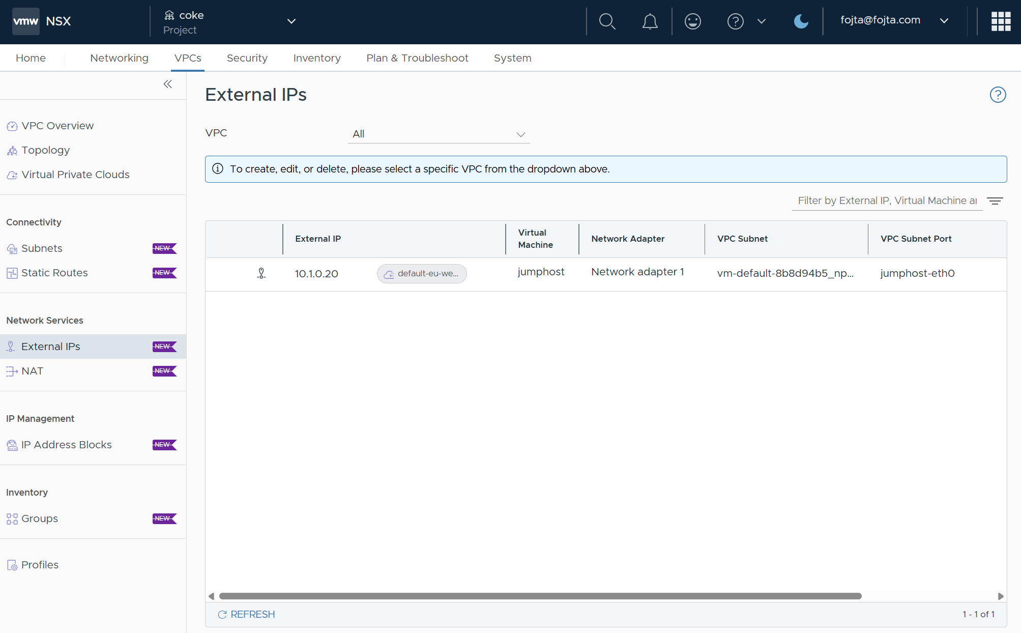 Screenshot of How to Assign Specific External IP to a Private VM in VCF Automation