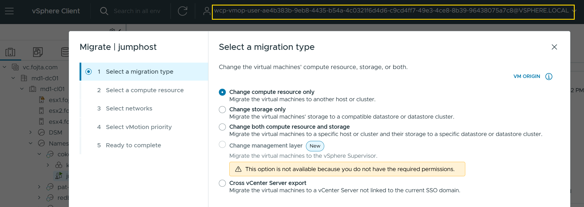 Screenshot of How to vMotion VMs Managed by the vSphere Supervisor