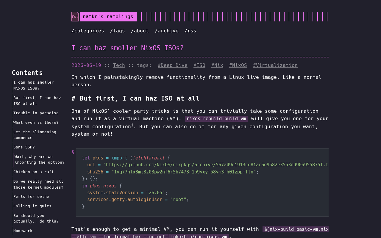 Screenshot of I can haz smoller NixOS ISOs? | natkr's ramblings