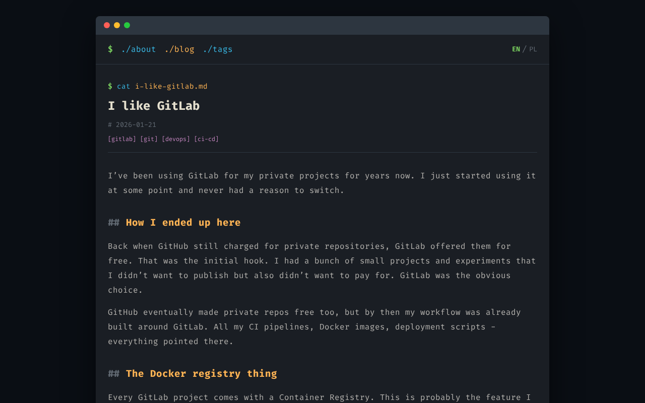 Screenshot of I like GitLab | WhileForLoop