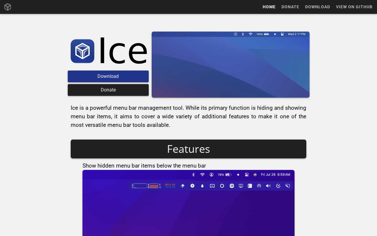 Screenshot of Ice - Menu Bar Manager
