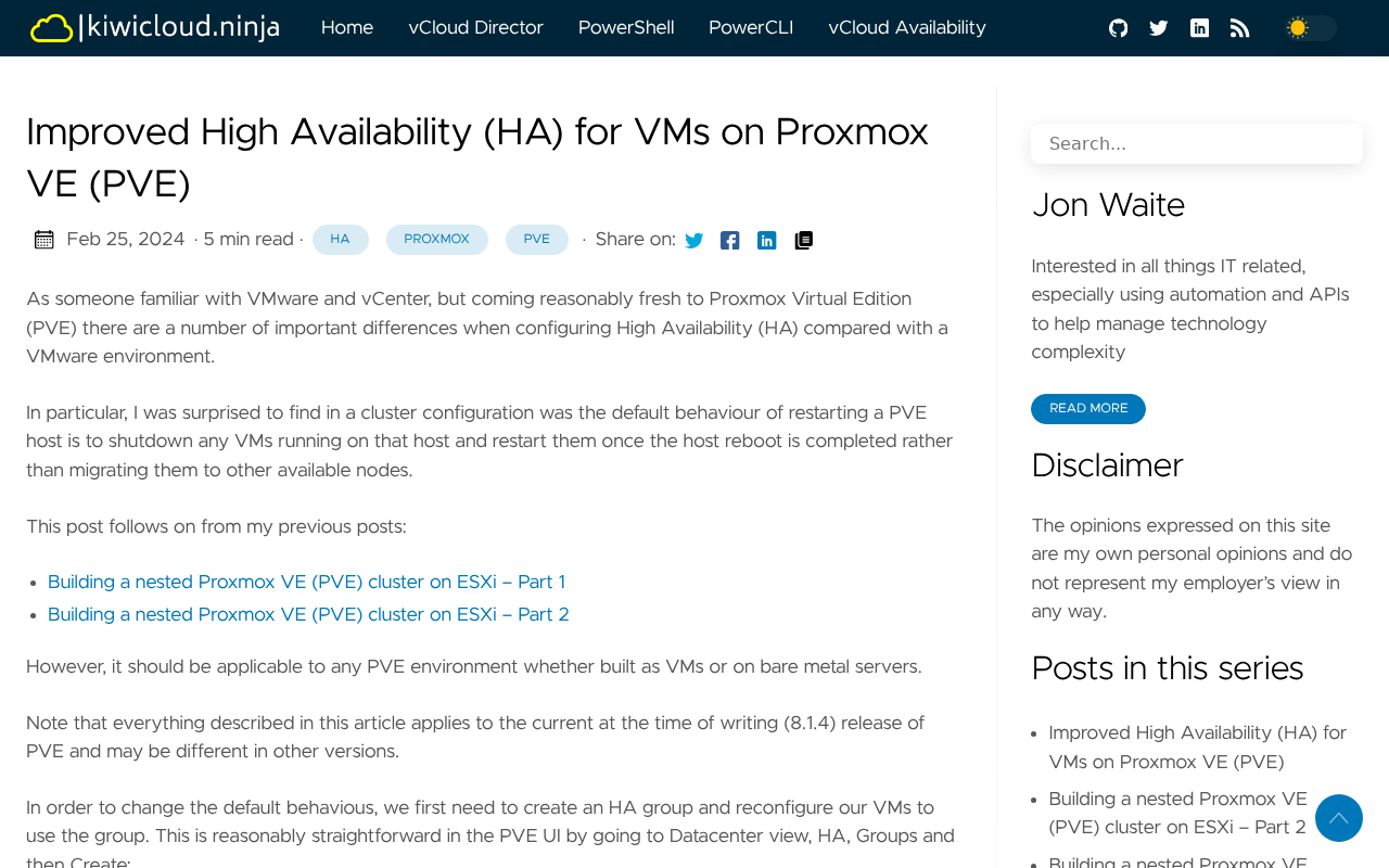 Screenshot of Improved High Availability (HA) for VMs on Proxmox VE (PVE)