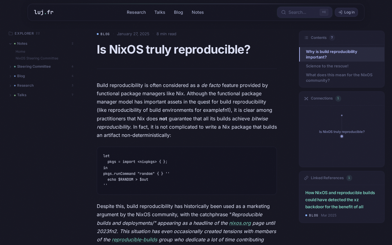 Screenshot of Is NixOS truly reproducible?