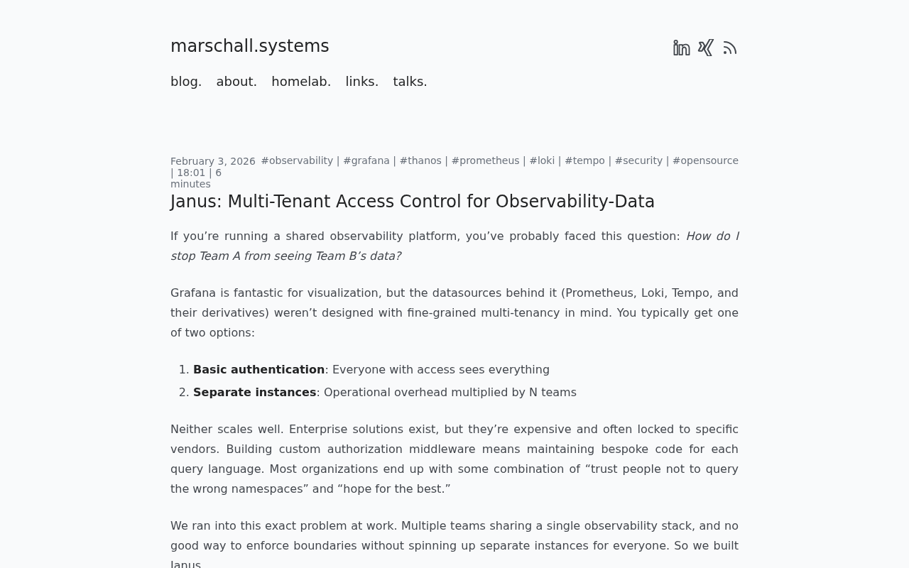 Screenshot of Janus: Multi-Tenant Access Control for Observability-Data