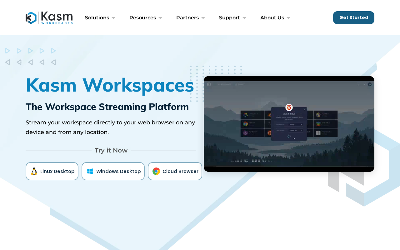 Screenshot of Kasm Workspaces | The Container Streaming Platform