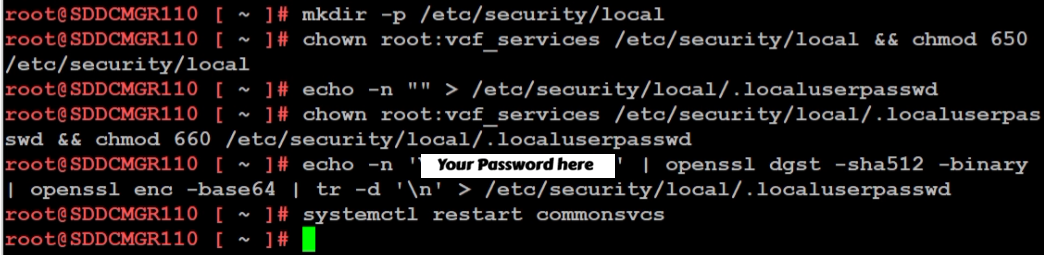 Screenshot of Managing the SDDC Installer admin@local Account – Password Resets and lockouts