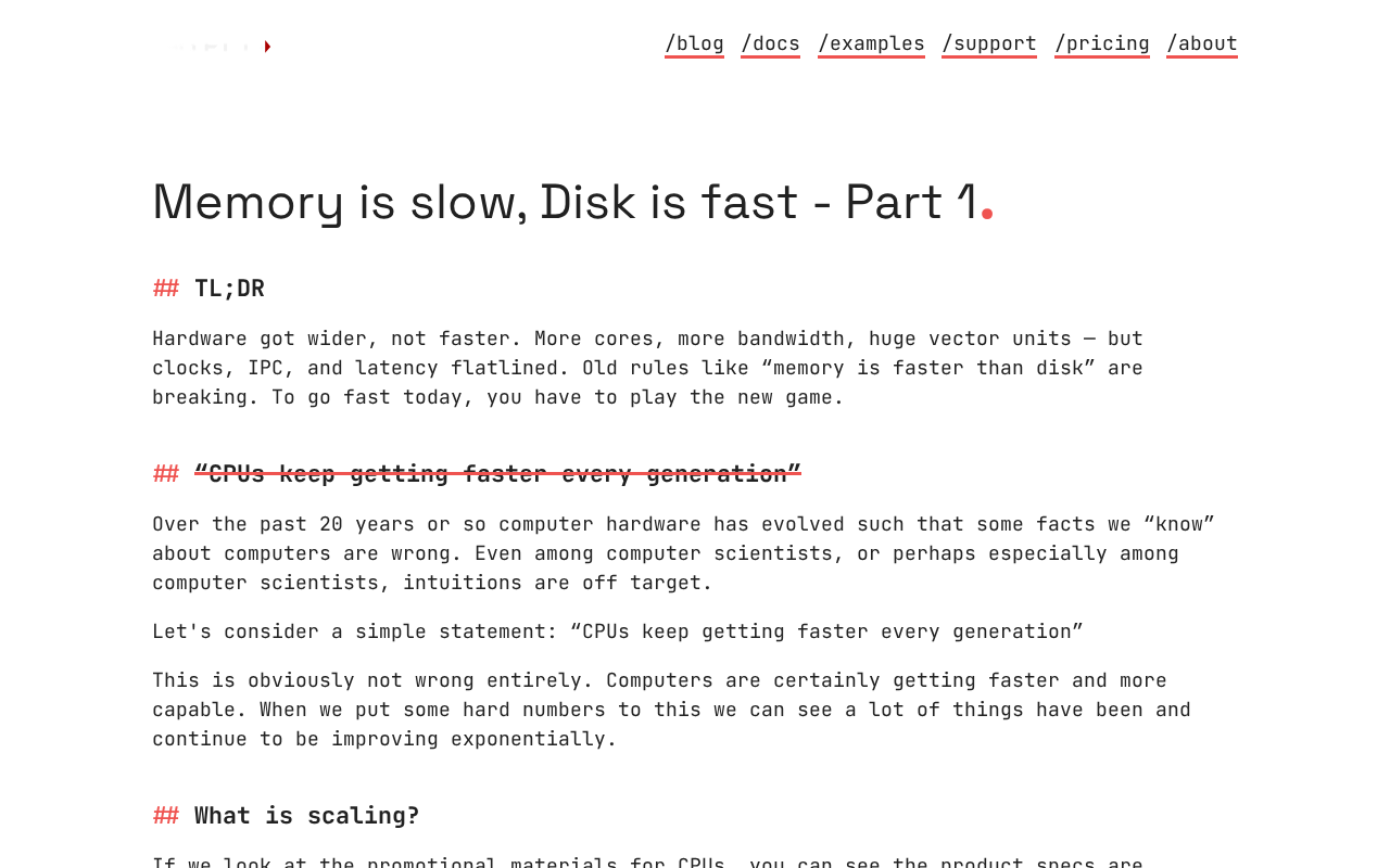 Screenshot of Memory is slow, Disk is fast - Part 1