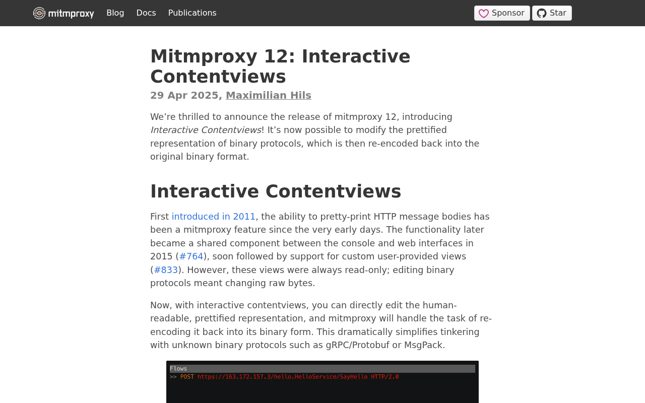Screenshot of Mitmproxy 12: Interactive Contentviews