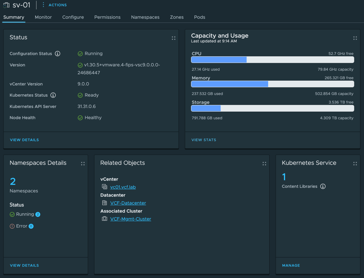 Screenshot of MS-A2 VCF 9.0 Lab: Configuring vSphere Supervisor with NSX VPC Networking