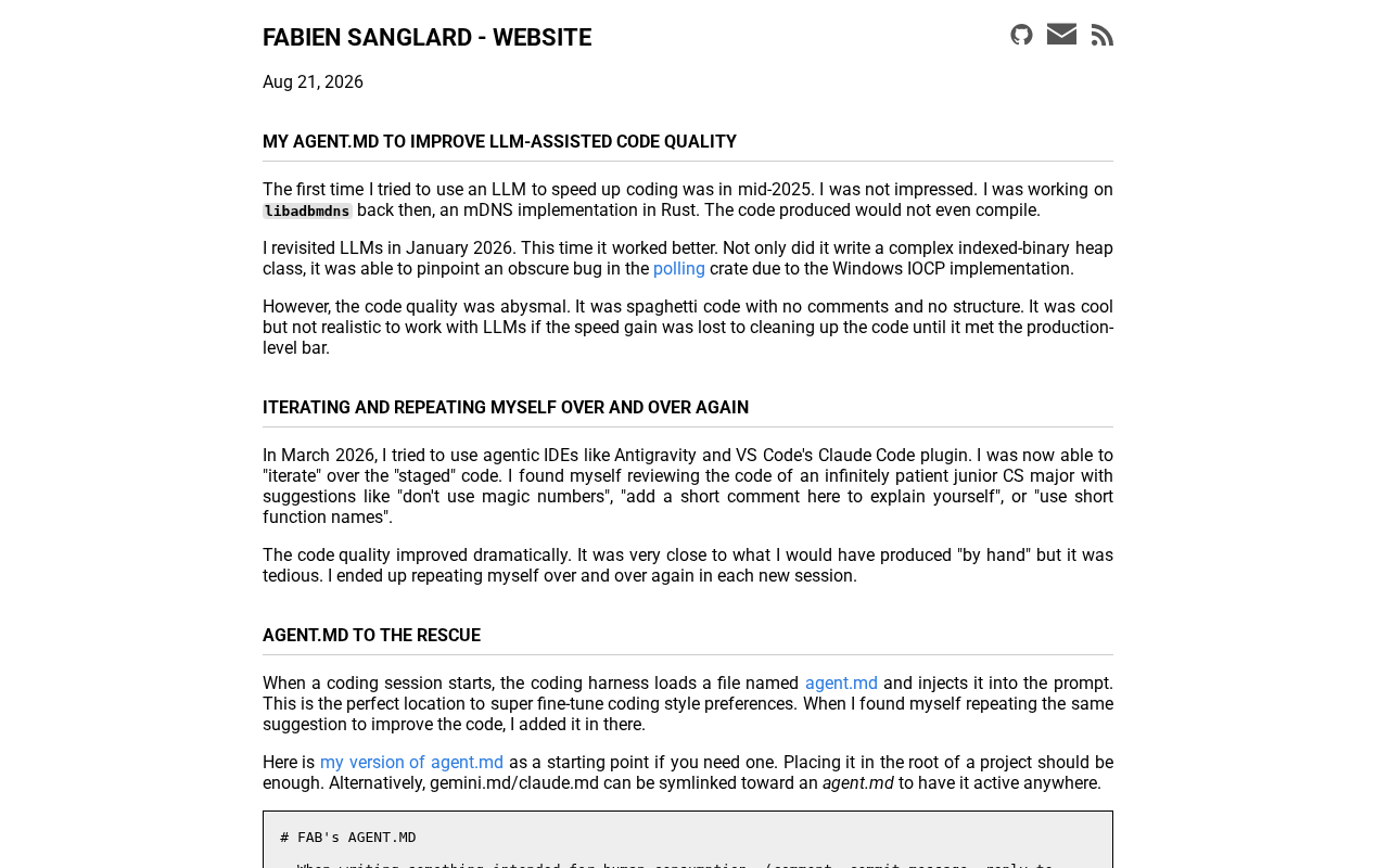 Screenshot of My agent.md to improve LLM-assisted code quality