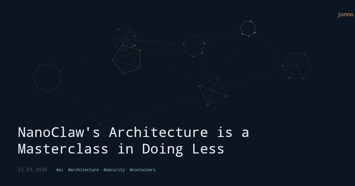 Screenshot of NanoClaw's Architecture is a Masterclass in Doing Less