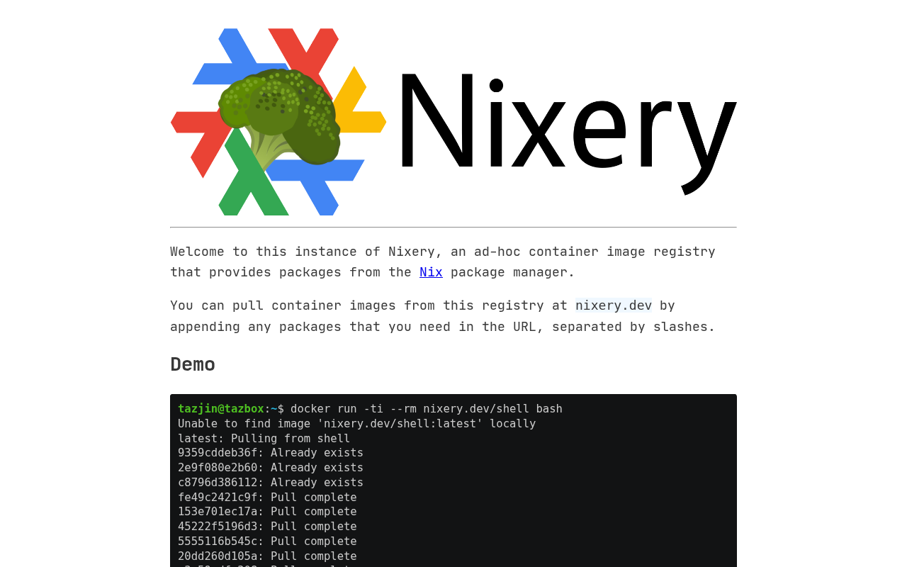 Screenshot of Nixery