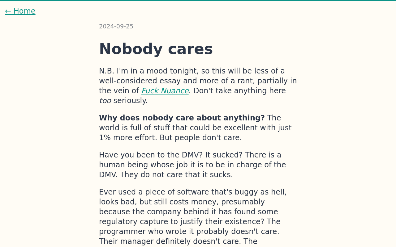 Screenshot of Nobody Cares